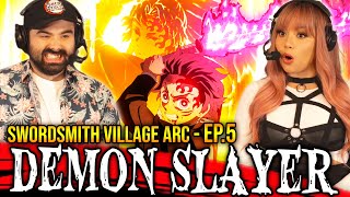 DEMON SLAYER SEASON 3 EPISODE 5 REACTION BRIGHT RED SWORD 3x5 SWORDSMITH VILLAGE ARC [upl. by Borras423]