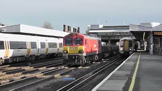 HD Class 92 hauled Channel Tunnel freights at Tonbridge  141211 [upl. by Mcclimans]