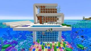 MODERN WATER HOUSE BUILD CHALLENGE in Minecraft [upl. by Gairc]