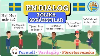 Träna Svenska  En dialog men tre olika språkstilar [upl. by Akiria]