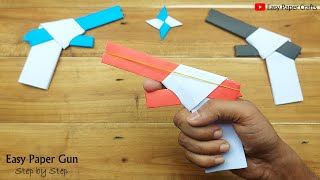 How to Make Paper Toy Gun That Go Very Fast  DIY New Model Rubber Band Gun  Easy Paper Toy Ideas [upl. by Connett]