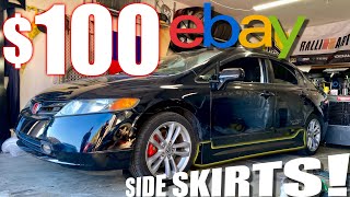 ARE THEY TRASH eBay 100 MUGEN REP 2008 Civic SI SIDE SKIRT proper install [upl. by Einuj]