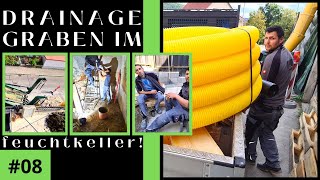 Drainagegraben im Feuchtkeller anlegen  Gartenmauer Fundament betonieren 🙂  BauVlog 08 [upl. by Neff]