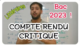 Le compte rendu critique  Bac 2023 [upl. by Ayetal]