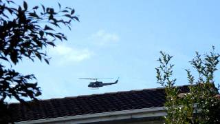 4 RNZAF UH1 Helicopters Thundering over Auckland NZ 10 Aug 2011 [upl. by Nedgo]