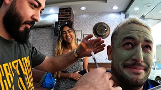 Crazy Fire Haircut in Qatar Barbershop During FIFA World Cup 🇶🇦 🔥 [upl. by Karlee]