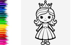 Drawing Painting Coloring for Kids and Toddlers  Princess [upl. by Noyek]