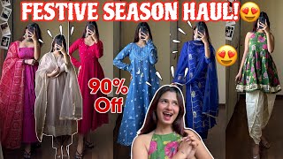 HUGE Myntra Sale Haul😍Upto 90 Off Festive Kurta Sets Under Rs1499  Try On Haul \ Rupal Yadav [upl. by Lucic]