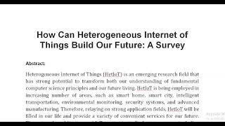 How Can Heterogeneous Internet of Things Build Our Future A Survey [upl. by Nuawad]