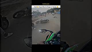 Crash💥Chhapri Rider want to Race with Kawasaki Ninja Zx10r 😂shorts bike rider zx10r crash [upl. by Thais333]