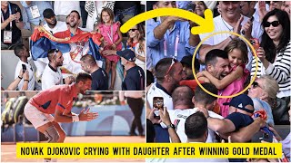 Novak Djokovic crying with daughter after winning gold vs Carlos Alcaraz in Paris Olympic 2024 [upl. by Waylin19]