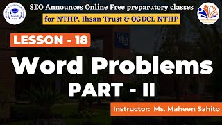 Lec18 Word Problems part 2  NTHP  STHP  Sukkur IBA Foundation Tests  Students Empowered Oasis [upl. by Charil416]