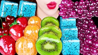 ASMR RAINBOW TANGHULU BLUE DRAGON FRUIT DELAWARE GRAPE CHERRY STRAWBERRY EATING SOUNDS MUKBANG [upl. by Glinys]