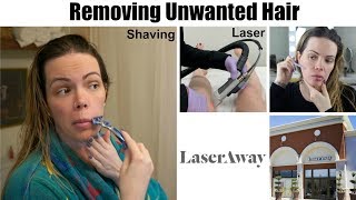 LaserAway Laser Hair Removal  Dermaplaning  Shaving My Face [upl. by Aerdnac]