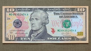 10 US Dollars Banknote Ten Dollars USA 2013 Obverse amp Reverse [upl. by Vonnie]