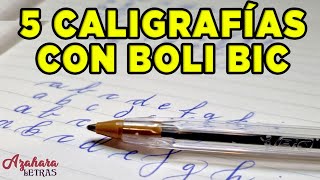 🖊️ 5 ALFABETOS de CALIGRAFÍA con BOLÍGRAFO BIC [upl. by Mountford]