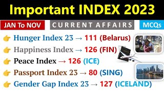 Index 2023 Current Affairs  सूचकांक 2023  Important Index 2023  Current Affairs 2023  Indologus [upl. by Etienne]