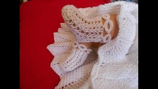 Zapatos para niño Dios a crochet con punto trigo o espiga y circulos [upl. by Yevreh963]