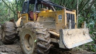 Caterpillar 518 Log Skidder Forestry Tractor 4x4 with Winch sn50S211 [upl. by Darbie]