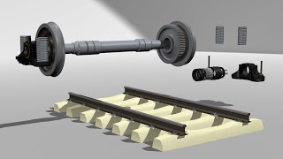 Locomotive Wheel axle Axle box Bearing and Gear components and its function 3D Animation [upl. by Petie]