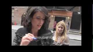 Cobie Smulders  Signing Autographs at quotThe Late Show with David Lettermanquot in NYC [upl. by Cirda]