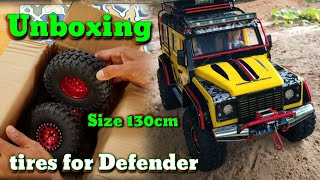 Unboxing tires and tire testing Size 130mm for rc car traxxas trx4 Defender  Remote control car [upl. by Aciret]