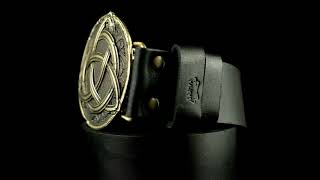 Leather belt with brass buckle “Triquetra” [upl. by Nerin270]