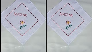 new design stylish handmade nazar name hankiecutting and stitchingghar pr banaye hankie [upl. by Gargan921]