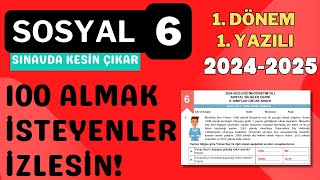 6 Sınıf Sosyal Bilgiler 1 Dönem 1 Yazılı 2024 2025 Açık Uçlu Sorular [upl. by Alleira]