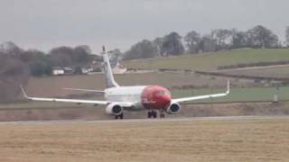 Norwegian Air Shuttle Boeing 737800 LNDYC take off from Edinburgh [upl. by Dadirac]