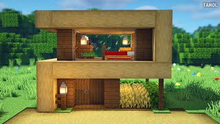 ⚒️ Minecraft  How To Build a Small Survival Wooden Modern House마인크래프트 건축  작은 야생 나무 모던하우스 만들기 [upl. by Fulbright717]