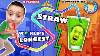 LAZY KID BUILDS WORLDS LARGEST DRINKING STRAW No Exercise 4 Us FUNnel Vision Project Vlog [upl. by Adnirual]