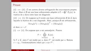 Théorème spectral pour les endomorphismes autoadjoints  réduction des matrices symétriques [upl. by Pandich]