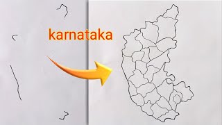 How to draw Karnataka Map with districts  Karnataka map drawing easy Trick [upl. by Mast]