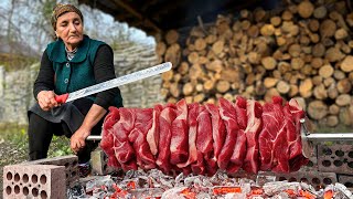 Incredibly Juicy Doner Kebab Cooked Over A Campfire In An Azerbaijani Village [upl. by Odom]