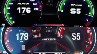 BMW M760LI VS ALPINA B7 BITURBO ACCELERATION 0 200 [upl. by Nicolella]