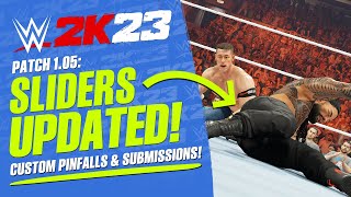 WWE 2K23 Sliders Update Full Breakdown Easy Pinfalls Comparisons Examples amp Suggestions [upl. by Amsirahc]