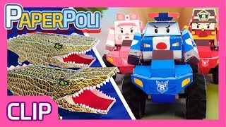 A great clash with an alligators  Paper POLI PETOZ  Robocar Poli Special [upl. by Blondy585]