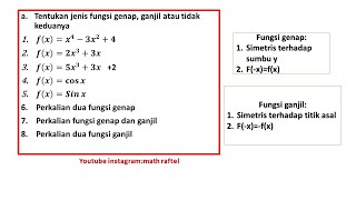 fungsi genap dan fungsi ganjil kelas 10 [upl. by Ecyrb]