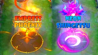 Pharsa Neon Shingetsu VS Empress Phoenix Skin Comparison [upl. by Adirahs]