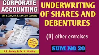 UNDERWRITING OF SHARES AND DEBENTURES Sum no 20corporateaccounting explanation in TAMIL [upl. by Nertie]