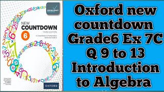 Ex 7C Q NO 9 to 13 Solved 🤗🤩 Introduction to Algebra Oxford new countdown class 6 chapter 7 [upl. by Pfeifer]