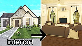 Decorating My NO GAME PASS Modern Bloxburg House Build Interior Part 2 [upl. by Ylrbmik]