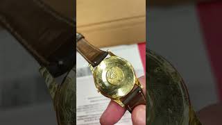 Authentic Omega Constellation 18k Yellow Gold Case w Leather Band Mens Watch omega goodwill [upl. by Adihahs]