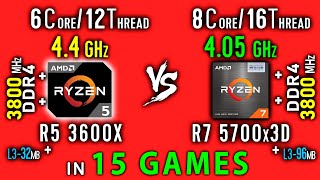 Ryzen 5 3600x vs Ryzen 7 5700x3D Test in 15 Games or R7 5700x3D vs R5 3600x OC [upl. by Les]