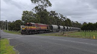 TasRail 2011 TR04 Cement train crossing Henslowe Street [upl. by Modeste]