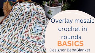 How to crochet overlay mosaic in rounds from centerout [upl. by Finah]