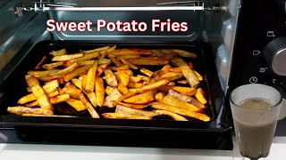 Sweet Potato Fries  Crispy Baked Sweet Potato  Healthy Snack [upl. by Adalard]