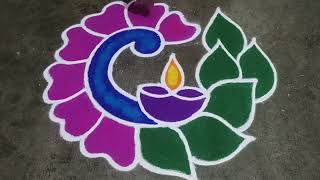 Diwali peacock rangoli designs 2024  deepam muggulu  diwali muggulu designs  deepawali kolam [upl. by Gorges]