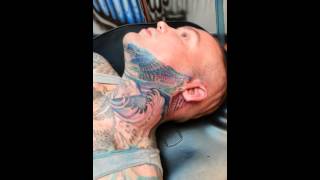 😱 Face Tattoo 💉Biomechanical Color By Shadowink [upl. by Alyam]